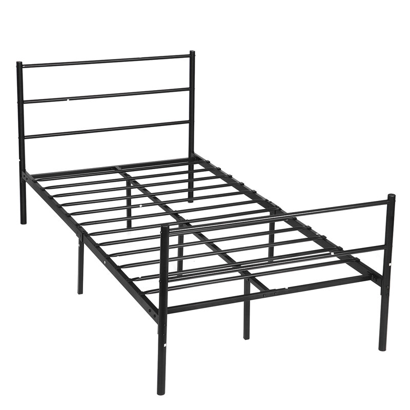 Latitude Run® Seyran Twin XL Bed Frame with Headboard Black Metal